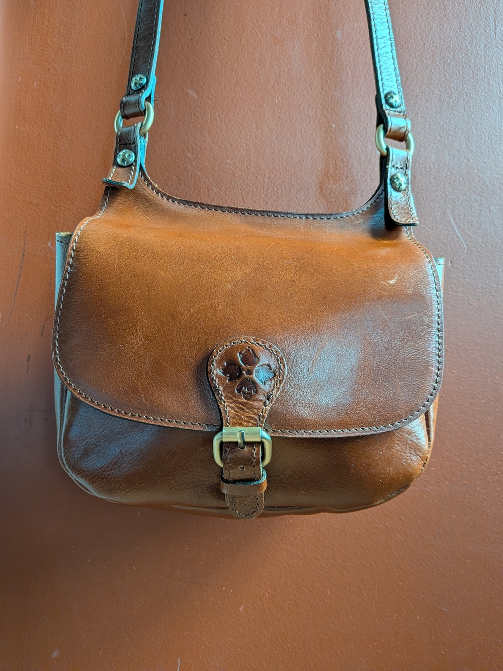 Patricia Nash Classic Brown Leather Crossbody Bag